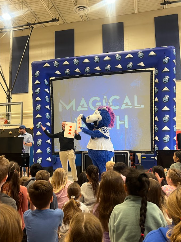 Blue from the Indianapolis Colts putting on a convo for our students