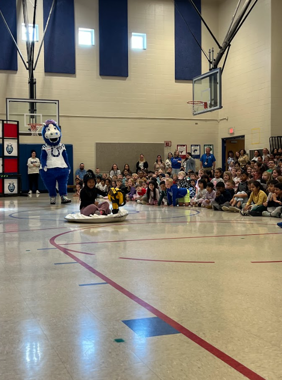 Blue from the Indianapolis Colts putting on a convo for our students