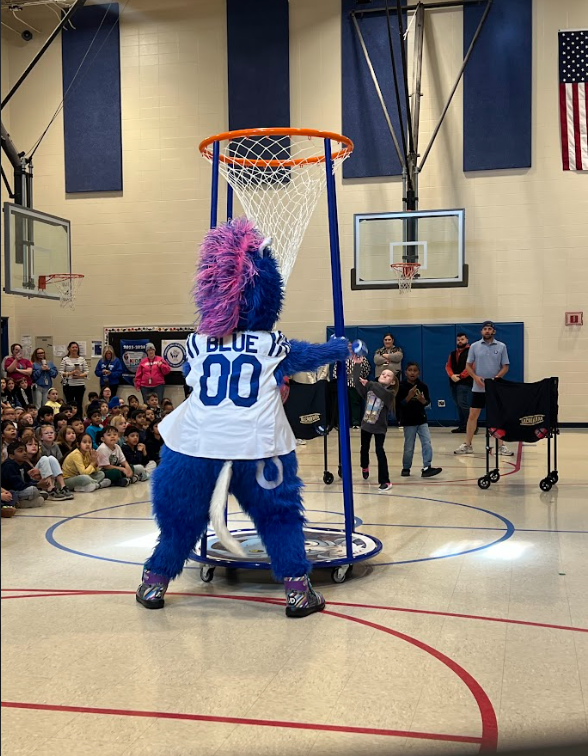 Blue from the Indianapolis Colts putting on a convo for our students