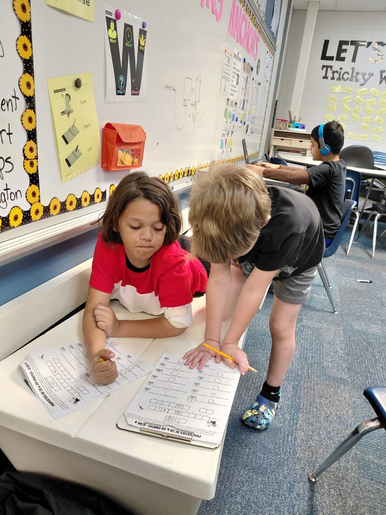 Mrs. Cannon's second grade class doing math activities to celebrate Earth Day