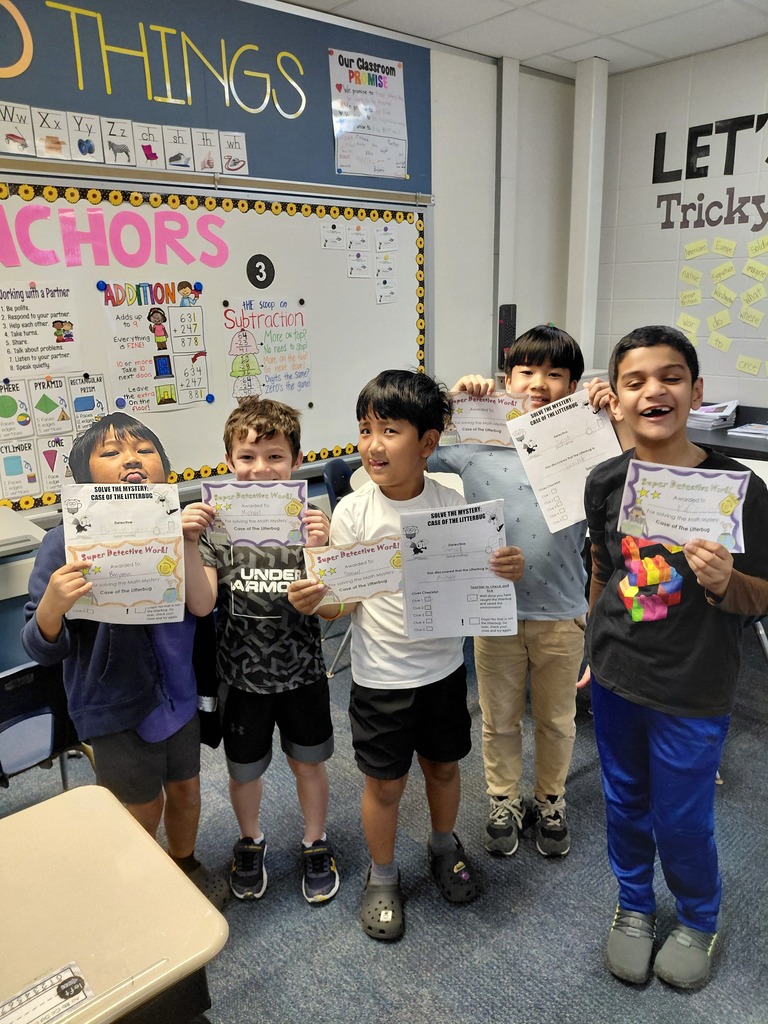 Mrs. Cannon's second grade class doing math activities to celebrate Earth Day