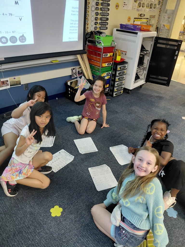 Mrs. Cannon's second grade class doing math activities to celebrate Earth Day