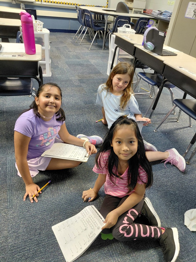 Mrs. Cannon's second grade class doing math activities to celebrate Earth Day