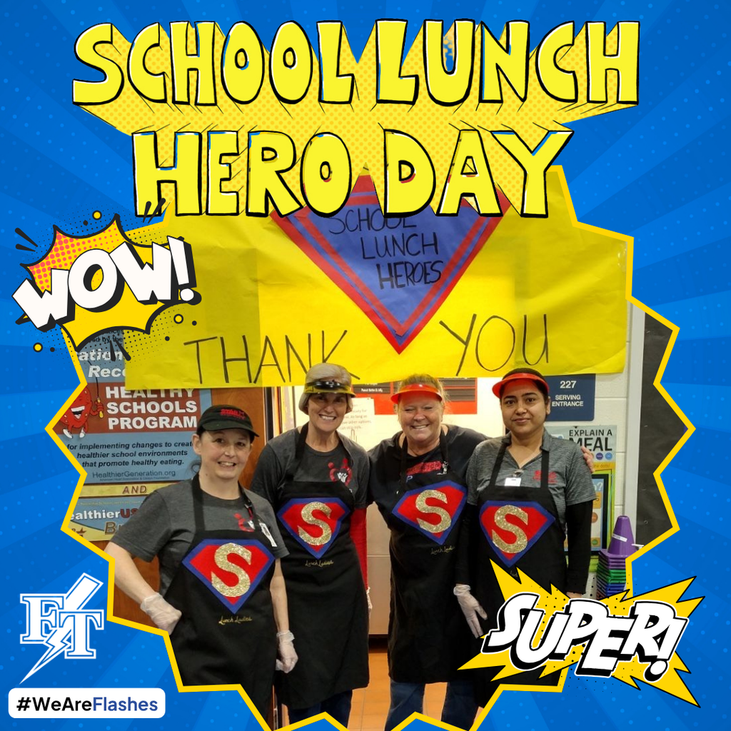 Lunch Hero Day with cafeteria staff posing together
