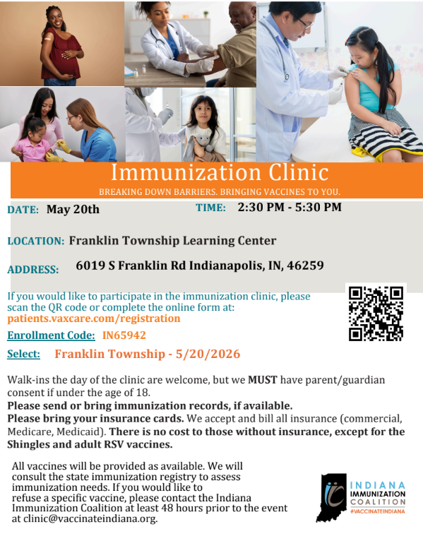 Immunization clinic May 20th