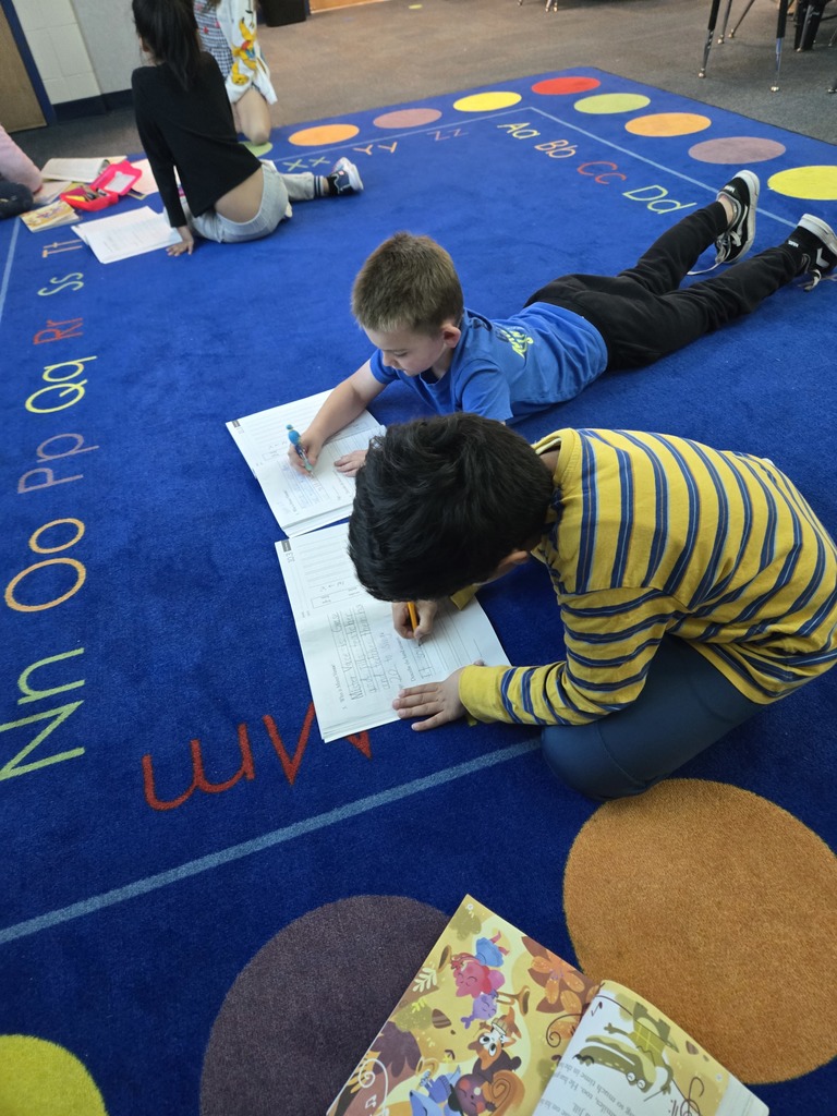 students working on school work in Ms. Hamblet's first grade class