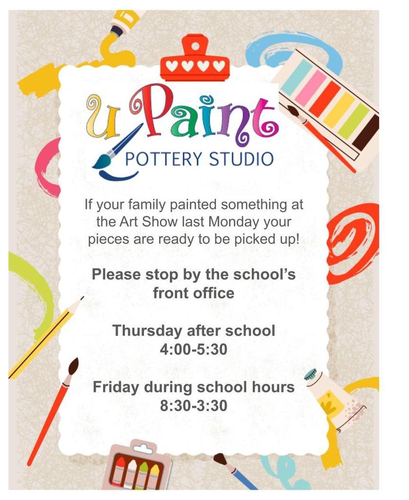 Pottery pick up informational flyer