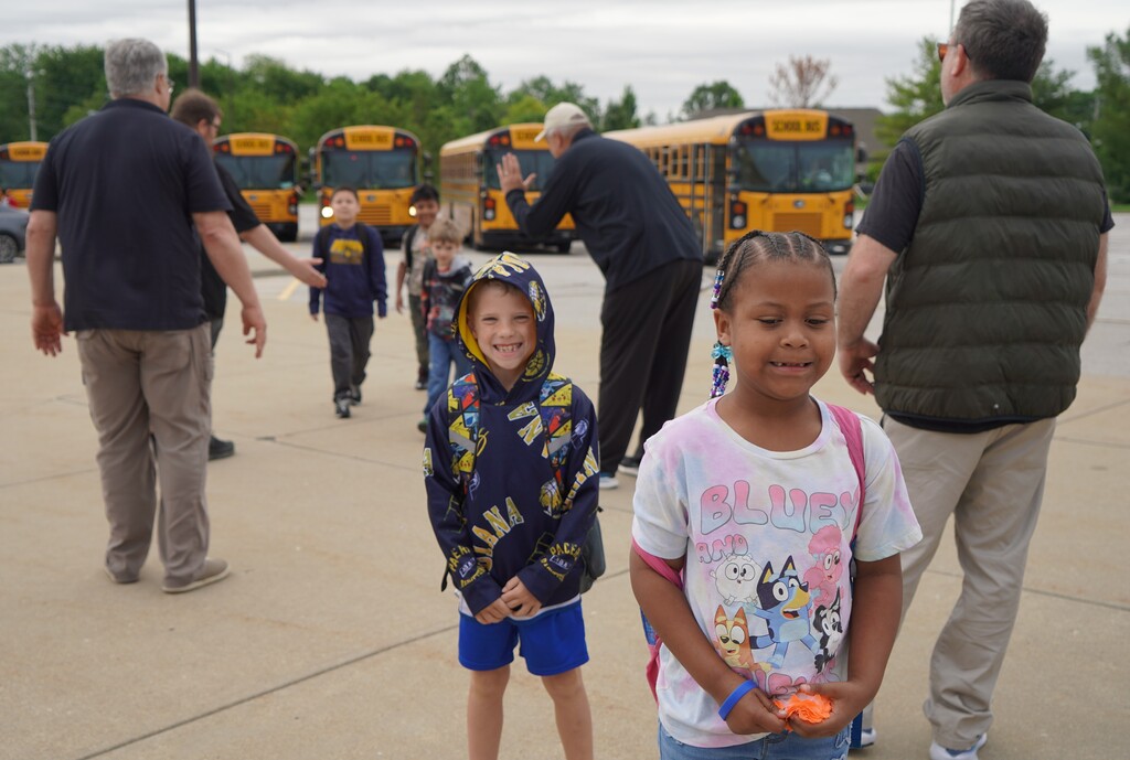 Dads at the door at Arlington Elementary
