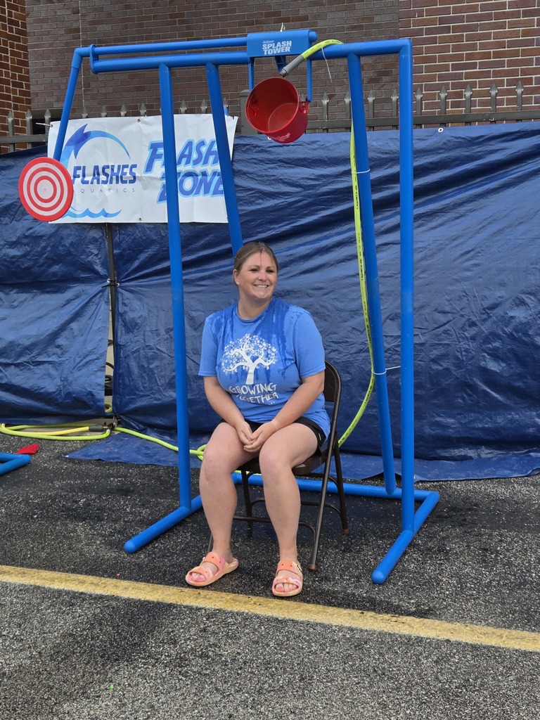 Mrs. Elliott at the splash tower at the Back 2 School Bash