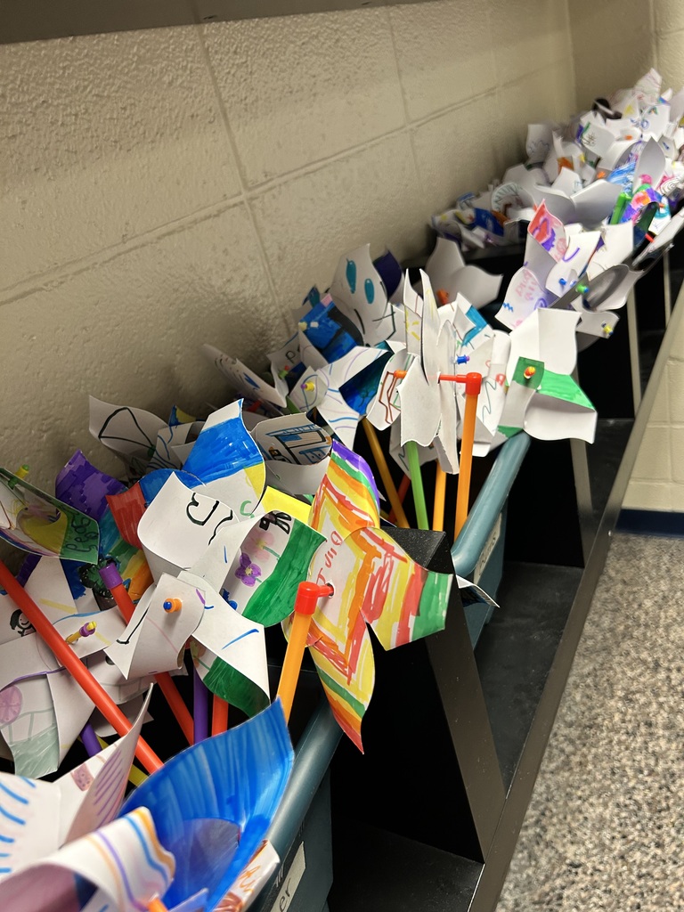 close up of some of the pinwheels that were created during art class