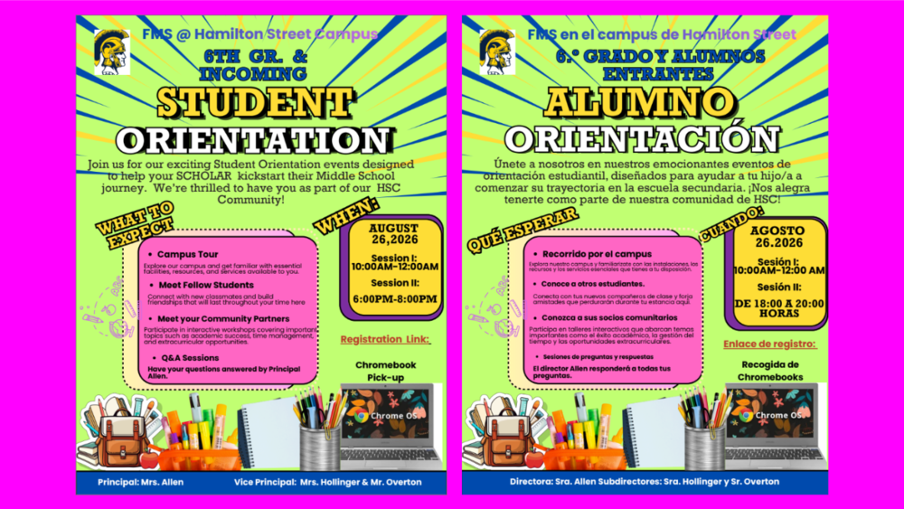 6th Grade & New Student Orientation Info