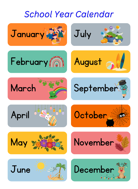 2024-2025 calendar showing no events with flowers on the sides