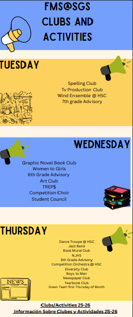 FMS@SGS Clubs and Activities & Office Hours Schedule