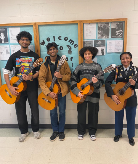 Every year, the NJ Music Educators Association holds a rigorous audition process to select the very best musicians in the state to perform in prestigious ensembles. We are proud to announce that this year, 4 FHS students were chosen on Guitar to the NJ Guitar Orchestra Youth Ensemble. These students completed a highly selective audition process and are recognized as the best guitarists in the state! We are very proud of their work and the efforts of FHS Guitar Teacher, Mr. Callahan, for his guidance.  The students are Amani Berry, Haleigha Jones, Vidhuu Venkatesh, and Saish Nellutla. 