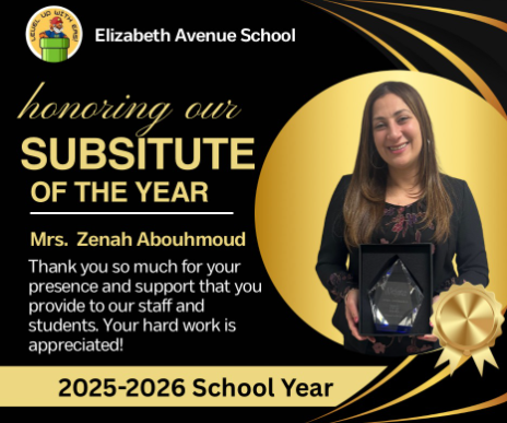 We want to give a special shoutout to our Substitute of the Year, Mrs. Zenah Abouhmoud. Thank you Mrs. A for all your staff and student support. Your dedication is known and we are thankful for all you do!