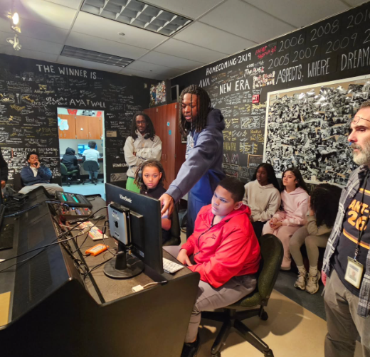 FHS WANT-TV crew mentored 8th graders from @fms_hsc.nj and @rsolomon.sgs. The middle school students scripted, hosted, recorded segments & edited a Take-Over episode of @want.tv.