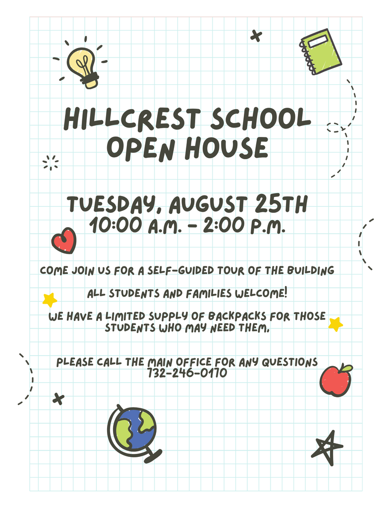Hillcrest Open House Information - August 25th 10:ooam-2:00pm
