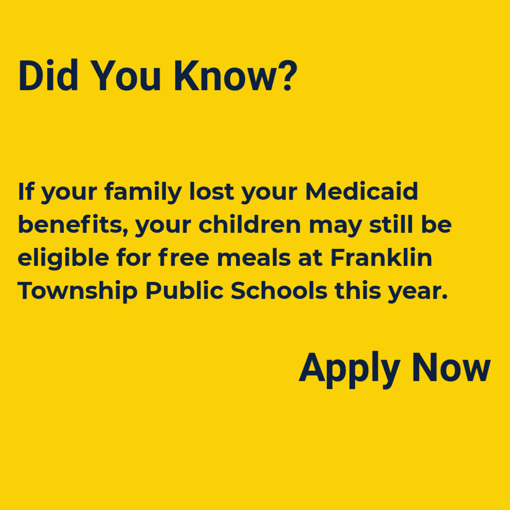 Yellow background with white text. Title reads "Did You Know?" with text below explaining eligibility for free meals.