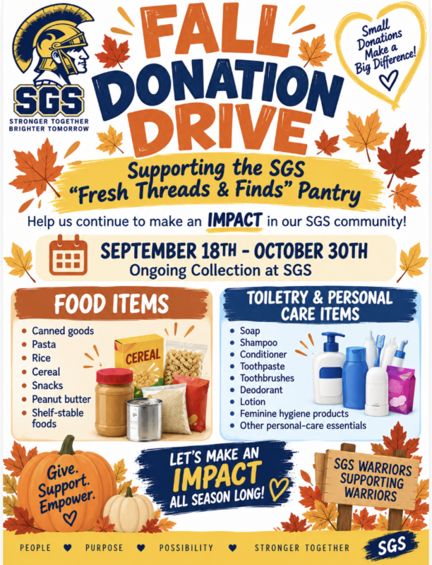 SGS Fall Donation Drive– Please Support!