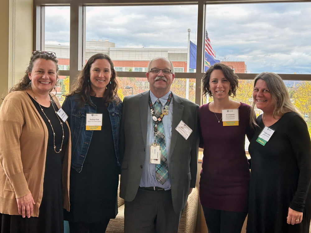 Principal Noonan, Kelsey Fink, Superintendent Tague, Andrianna Cousineau, and Principal Locke