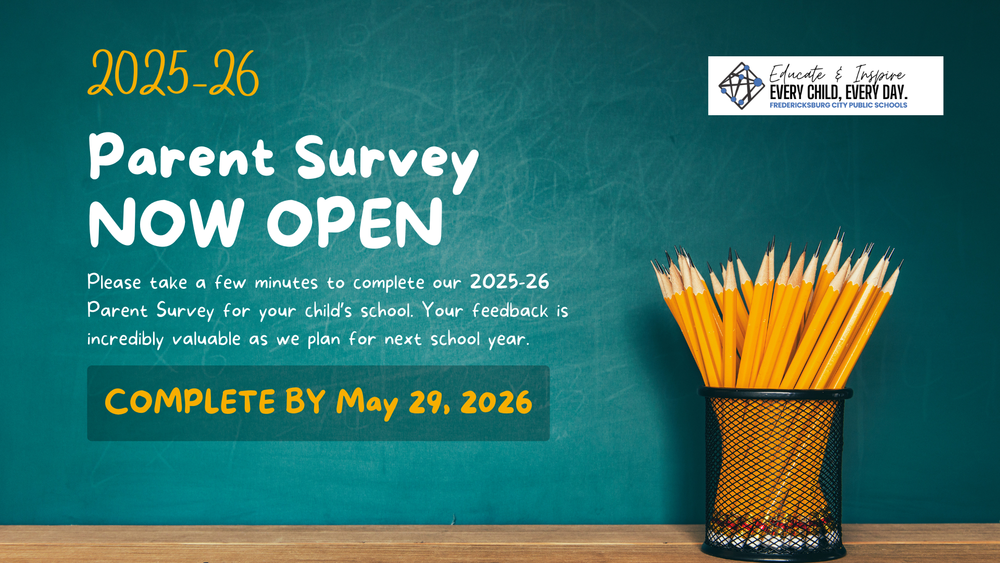 2025-26 Parent Survey NOW OPEN - Complete by May 29, 2026