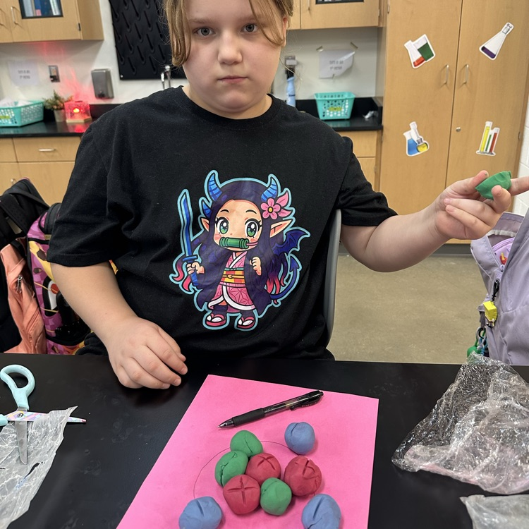 Students constructing atoms 