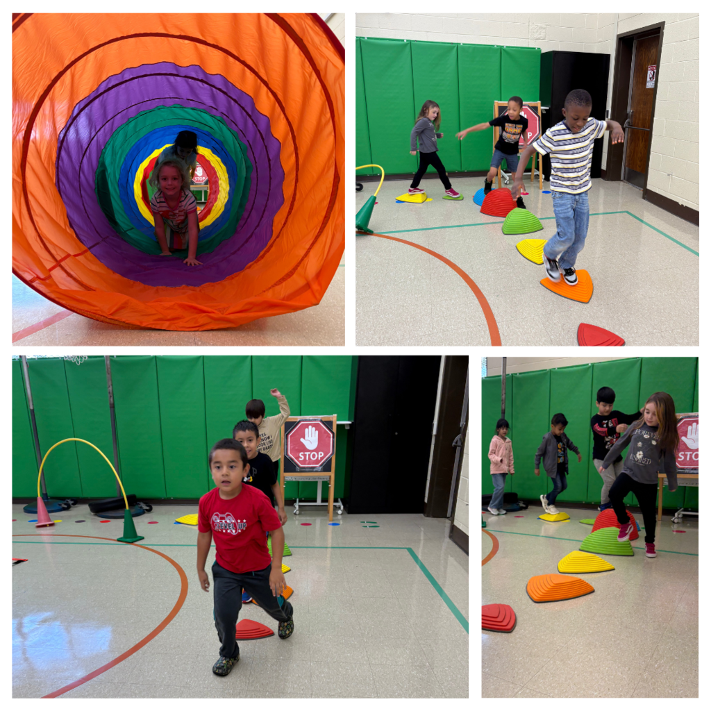 Students in an obstacle course