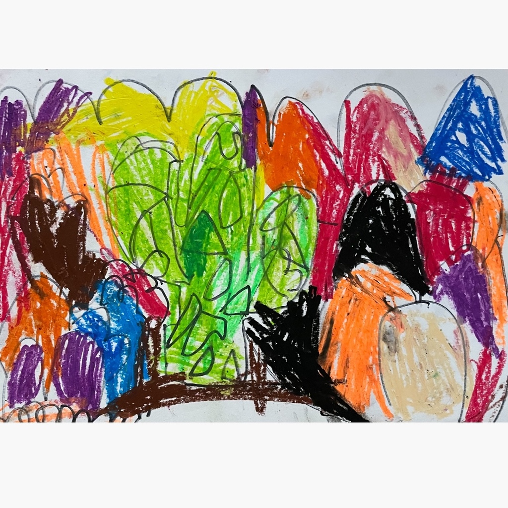 Children's drawing inspired by Ines Alvidres