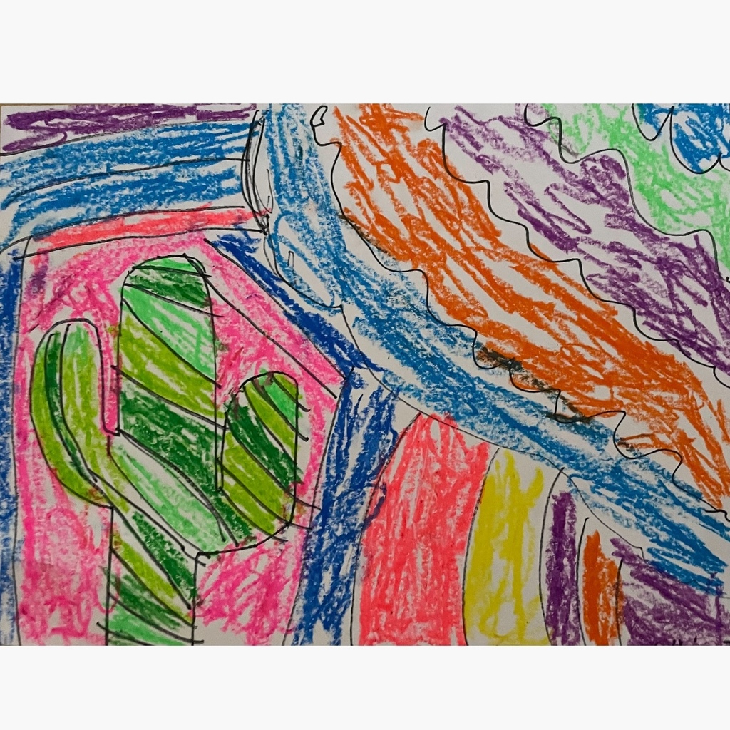 Children's drawing inspired by Ines Alvidres