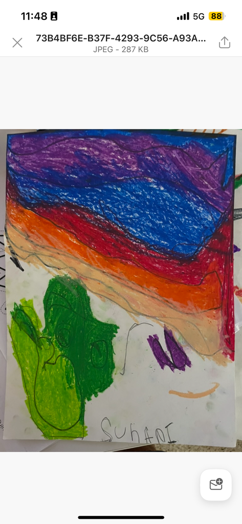 Children's drawing inspired by Ines Alvidres