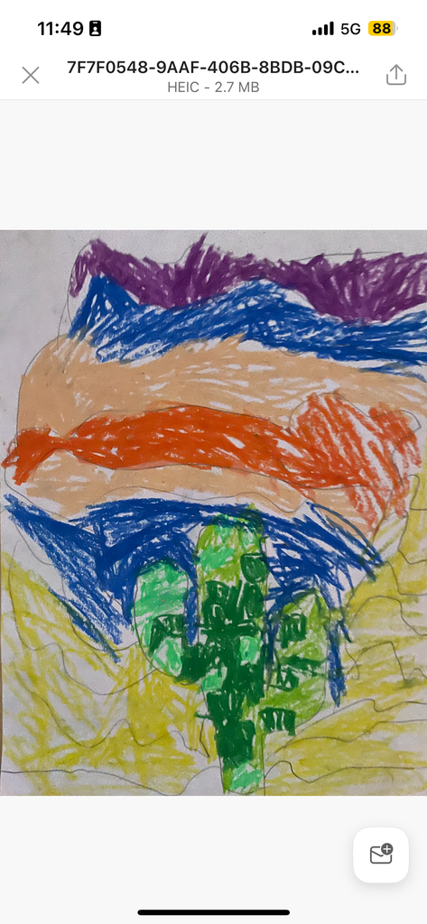 Children's drawing inspired by Ines Alvidres
