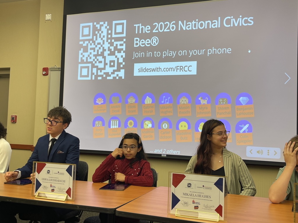 Students advanced to the Regional Civics Bee after submitting essays on issues impacting their community. Of the 16 selected from WGMS, 14 competed and all advanced to the second round. Two students placed in the top five: Gabriela Johns earned third place, and Mikaela Hughes finished fifth. All participants walked away with prizes, valuable experience, and a deeper understanding of our democracy.