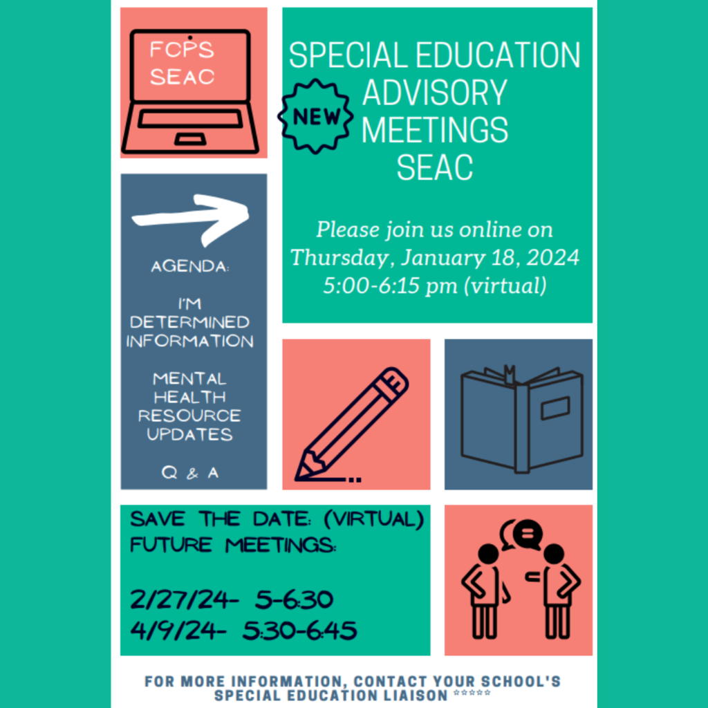 The January Special Education Advisory Committee will be held this evening, January 18, 2024, virtually from 5- 6:15 pm. Zoom link: https://cityschools-com.zoom.us/j/86407813069#success Please be sure to join us so we can talk about our upcoming events with I'm Determined as well as our Disability Waiver presentation in February. Please reach out to your building case managers or liaisons for additional information. Tyshawda Silver- HMES Lydia Bochat- LES Leslie Glover - W-GMS/Preschool Latoya Floyd- JMHS/Preschool