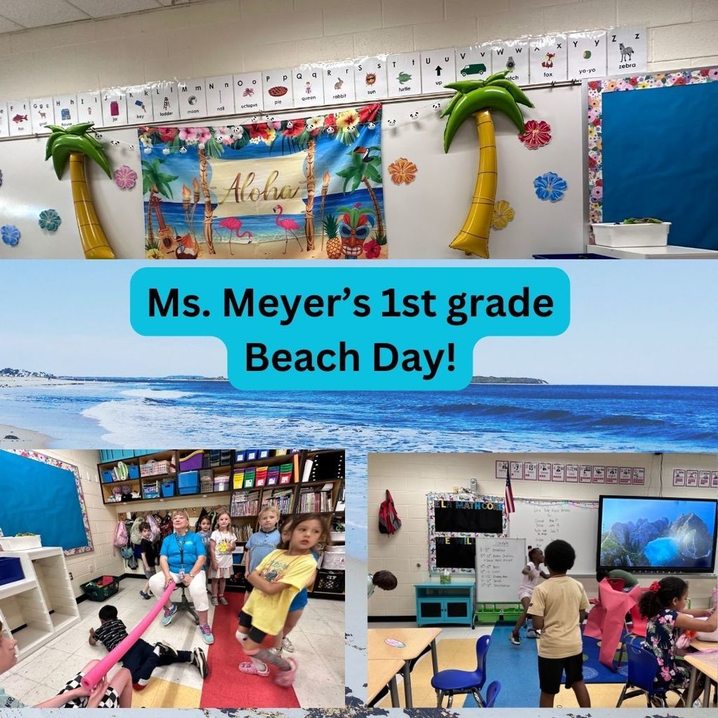 Ms. Meyer's First Grade class enjoying beach day.