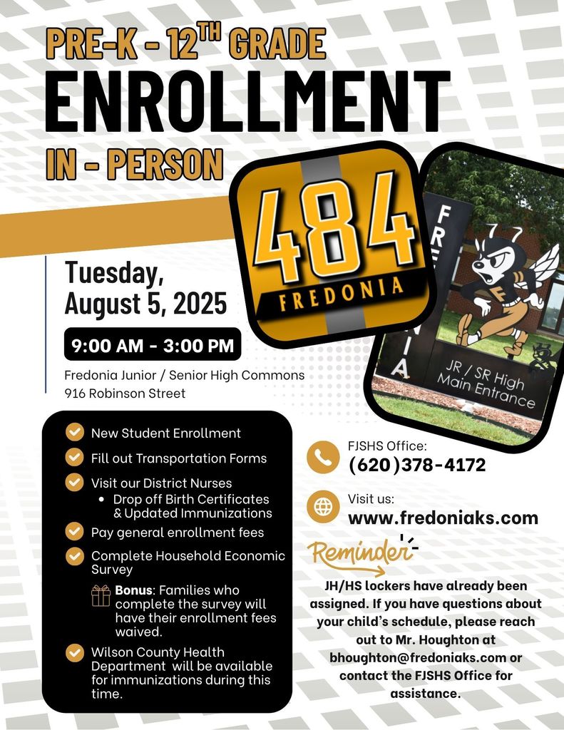 Pre-K - 12th Grade In-Person Enrollment - August 2025