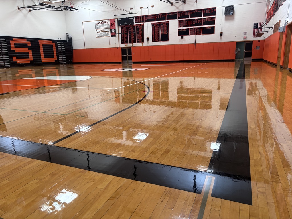 The shine of a freshly waxed gym floor!