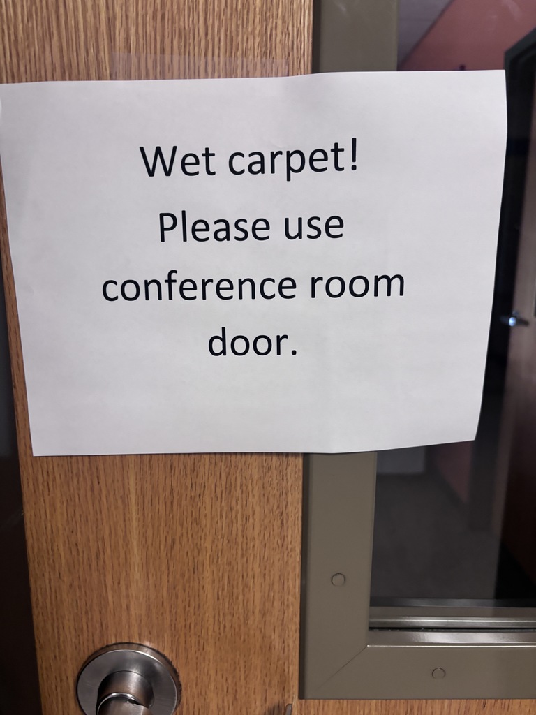 Clean carpets in the High School Office.