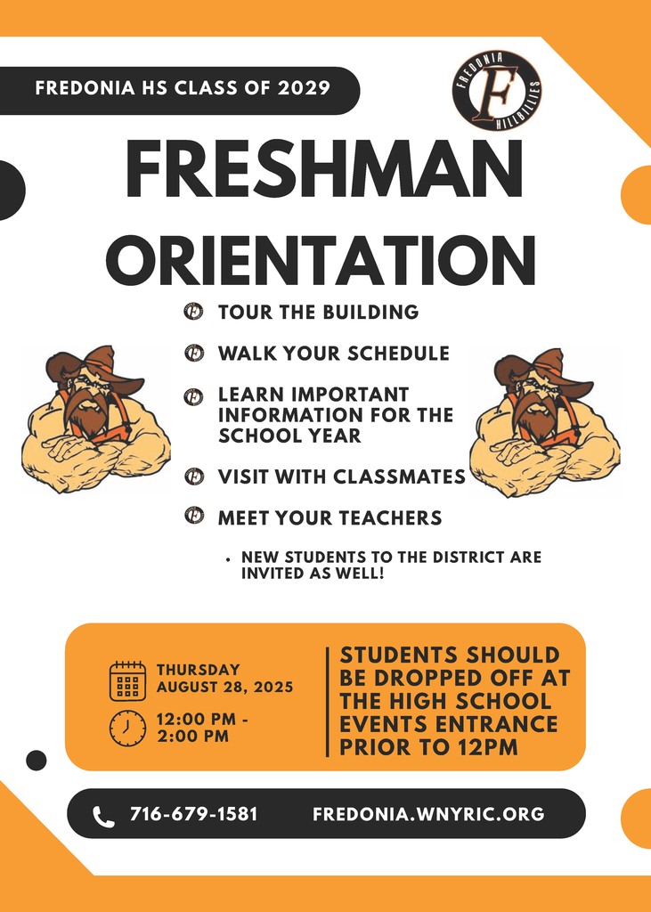 Freshman Orientation | Thurs. 8/28 Noon to 2:00 pm.