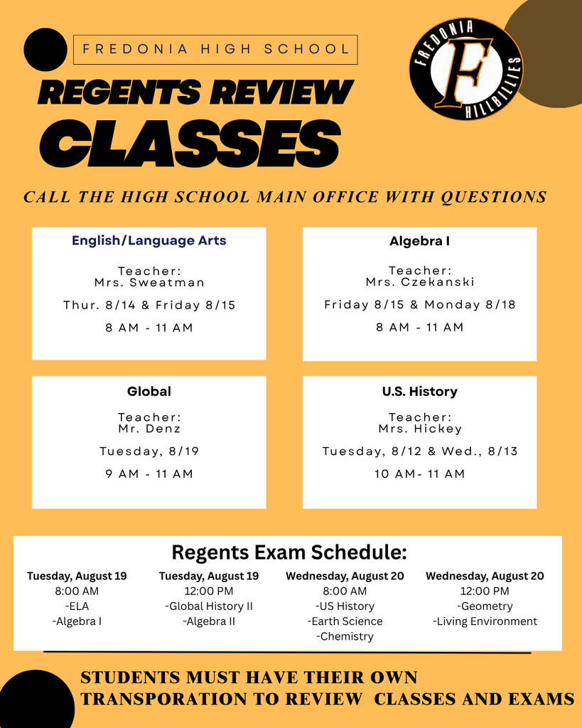 Summer 2025 Regents Schedule