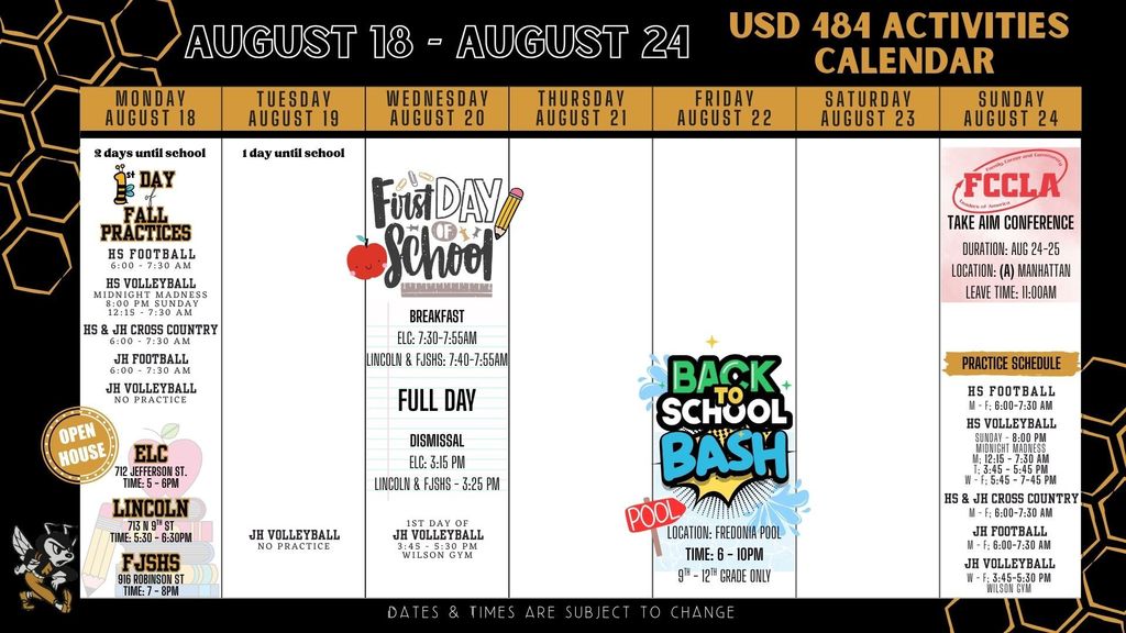 Weekly Calendar 2025 - August 18-24