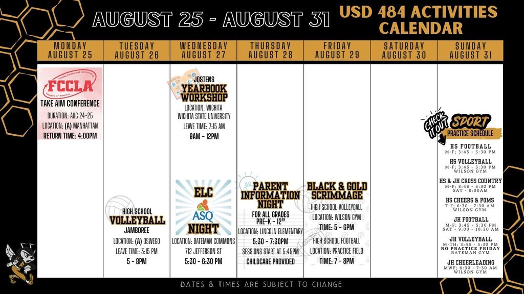 Weekly Calendar 2025 - August 25-31