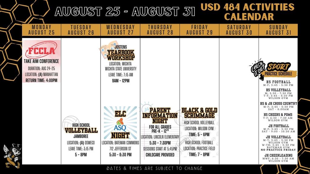 Weekly Calendar 2025 - August 25-31