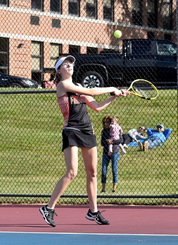 OBSERVER Photo by Matt Spielman Fredonia’s Charis LaBarr returns a serve during second singles action.