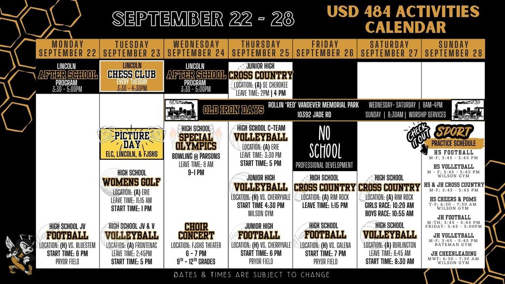 Weekly Calendar 2025 - September 22-28