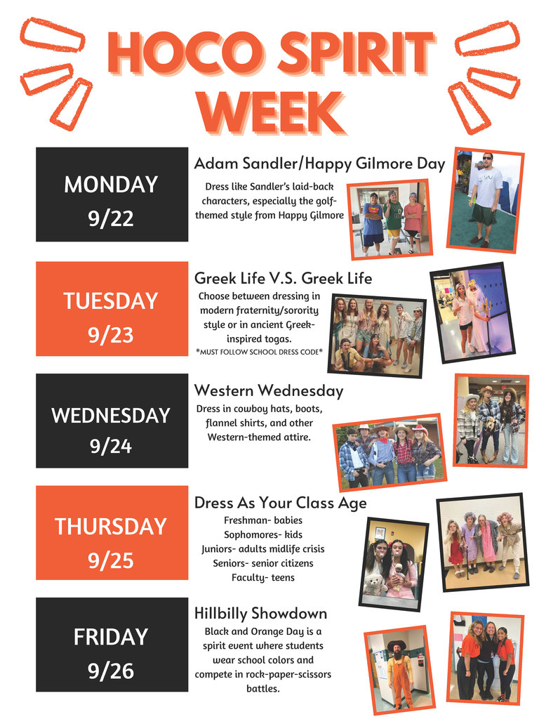 High School Spirit Week Dress-up Days