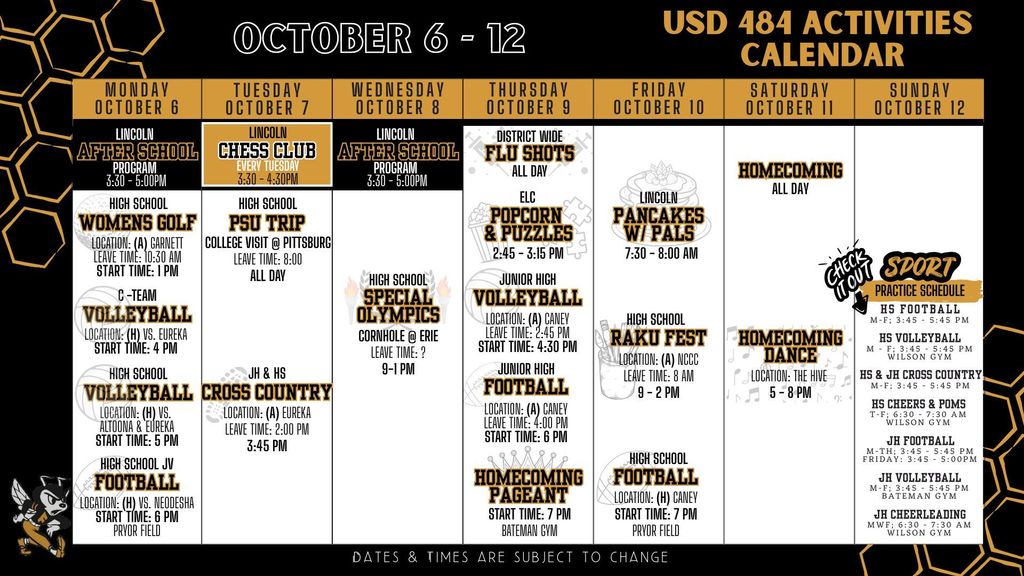 Weekly Calendar 2025 - October 6-12
