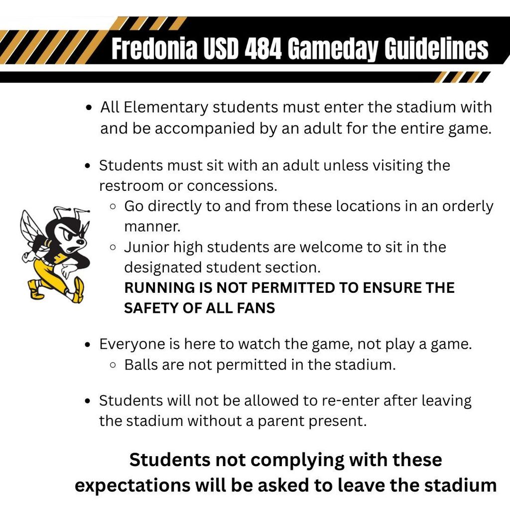 Fredonia USD 484 Game Day Guidelines