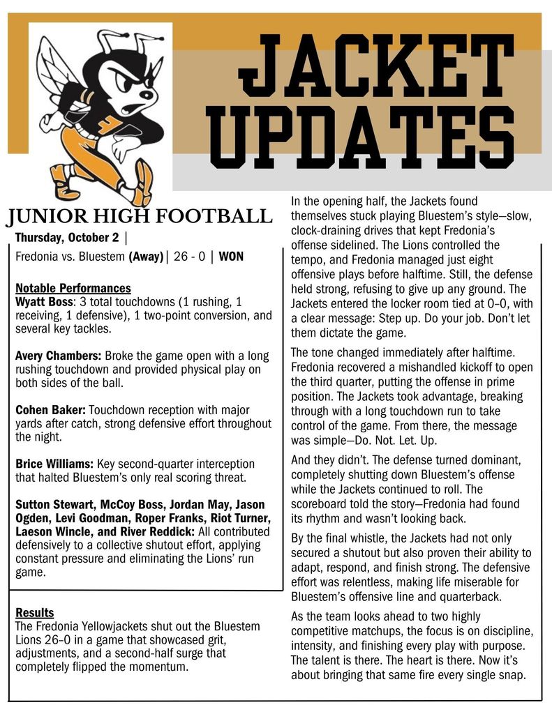 Jacket Updates 2025 - September 29-October 5