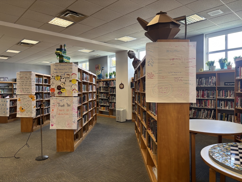 Thank You signs made by  Fredonia Elementary students for the Board of Education