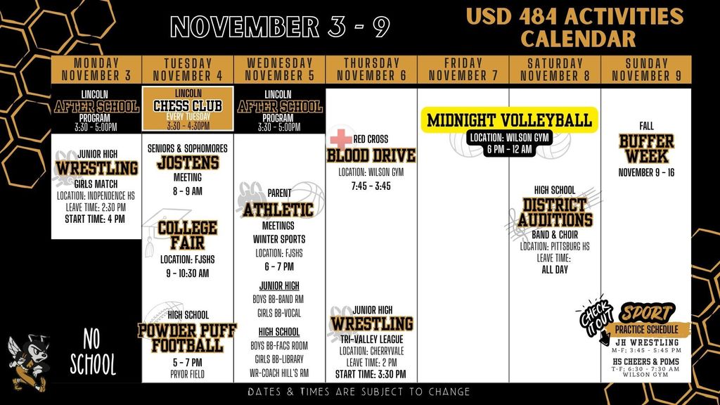 Weekly Calendar 2025 - November 3-9